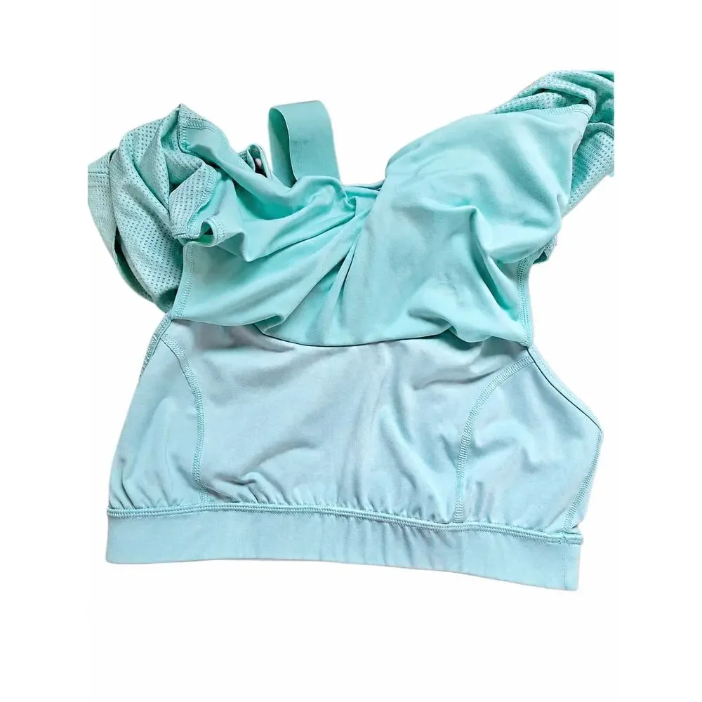 FILA Sport Women’s L Mint Green Racerback Mesh Tank Built In Bra Reflective